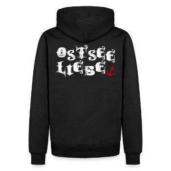 Ostseeliebe - Anker im Herz - Männer Premium Bio Hoodie - Schwarz - Hinten - Nico (187cm)