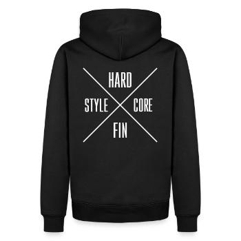 HHF-Logo 3 - Männer Premium Bio Hoodie - Schwarz - Hinten - Nico (187cm)