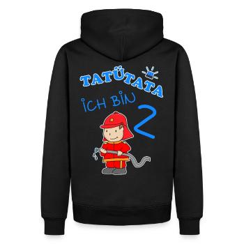 2 Kindergeburtstag mit Feuerwehrmann Geschenk - Männer Premium Bio Hoodie - Schwarz - Hinten - Nico (187cm)