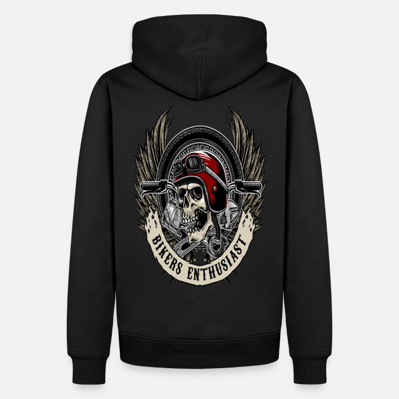 Schädel Biker shirt Skull Biker - Sweat à capuche Premium bio Homme - noir