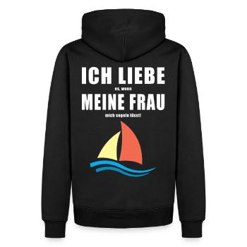 Segeln, ich liebe meine Frau - Männer Premium Bio Hoodie - Schwarz - Hinten - Nico (187cm)