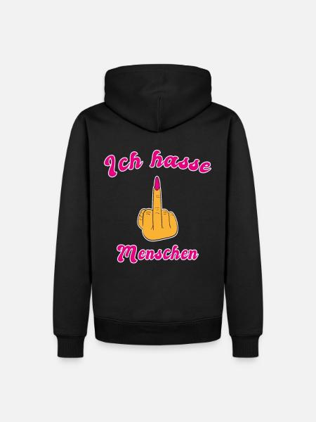 Ich Hasse Menschen Mittelfinger Frau - Männer Premium Bio Hoodie - Schwarz
