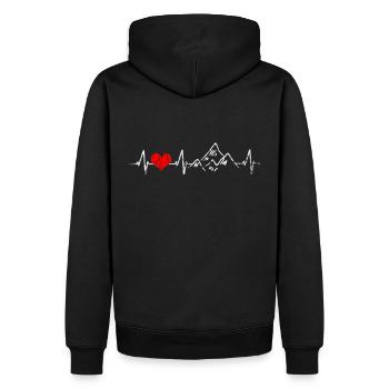Herzschlag Berge Wandern Sport - Männer Premium Bio Hoodie - Schwarz - Hinten - Nico (187cm)