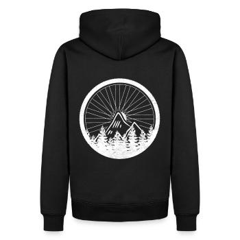 Fahrradreifen Rad Berge Bäume Natur Sport Geschenk - Männer Premium Bio Hoodie - Schwarz - Hinten - Nico (187cm)