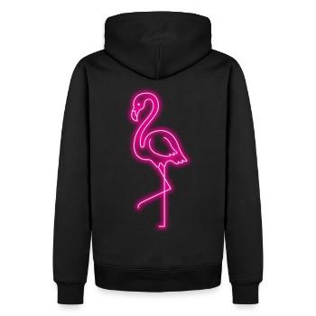 Flamingo Neon Geschenk Tierliebe TiereFlorida Tier - Männer Premium Bio Hoodie - Schwarz - Hinten - Nico (187cm)