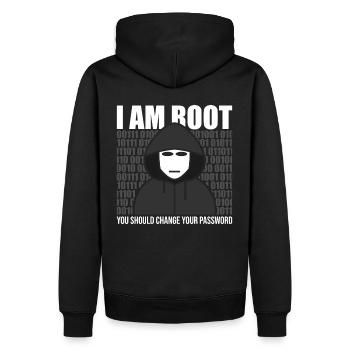 Root Hacker IT Programmierer Informatik - Männer Premium Bio Hoodie - Schwarz - Hinten - Nico (187cm)