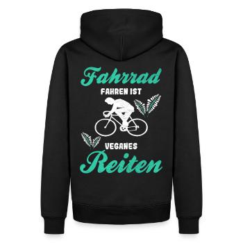 Fahrradfahren veganes Reiten Fahrrad Vintage Sport - Männer Premium Bio Hoodie - Schwarz - Hinten - Nico (187cm)