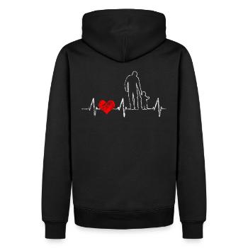 Père et enfant style vintage coeur battement de coeur - Sweat à capuche Premium bio Homme - noir - Dos - Nico (187cm)