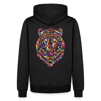 Psychedelic Tiger - Männer Premium Bio Hoodie - Schwarz - Hinten - Nico (187cm)