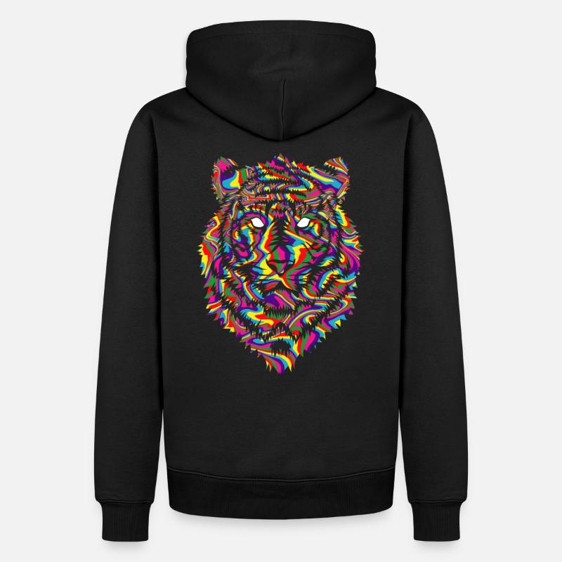 Psychedelic Tiger - Männer Premium Bio Hoodie - Schwarz