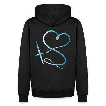 Planeur pilote coeur modèle avion planeur volant - Sweat à capuche Premium bio Homme - noir - Dos - Nico (187cm)