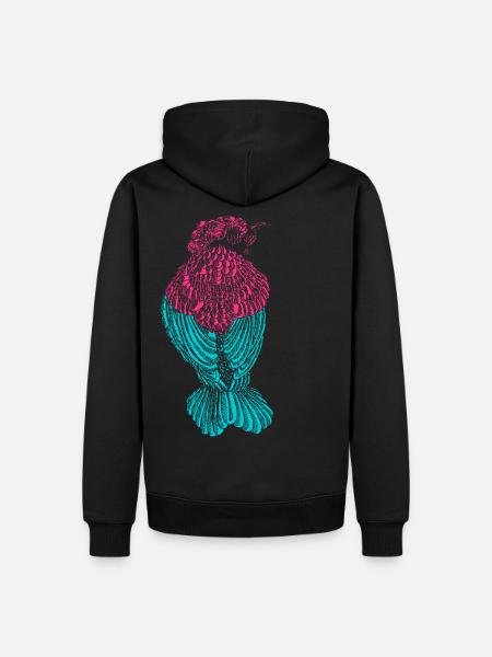 Bunter Vogel - Männer Premium Bio Hoodie - Schwarz