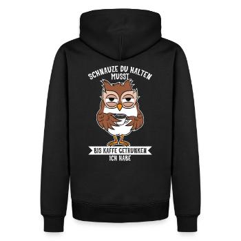Morgenmuffel - Männer Premium Bio Hoodie - Schwarz - Hinten - Nico (187cm)