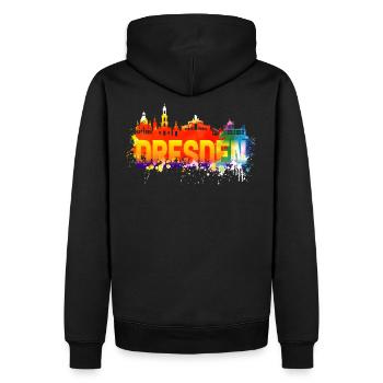 Dresde Saxe - Sweat à capuche Premium bio Homme - noir - Dos - Nico (187cm)