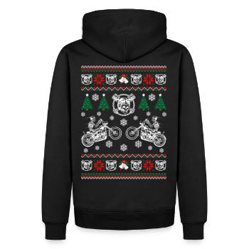 T-shirt pull moche moto Noël cadeau humour - Sweat à capuche Premium bio Homme - noir - Dos - Nico (187cm)