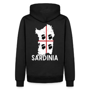 Sardinien Flagge Sardinia Urlaub - Männer Premium Bio Hoodie - Schwarz - Hinten - Nico (187cm)