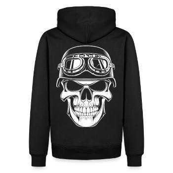 Steel helmet skull - Men’s Premium Organic Hoodie - black - Back - Nico (187cm)