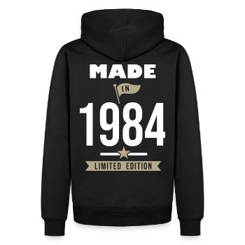 MADE IN 1984 Born in 1984 Anniversary - Men’s Premium Organic Hoodie - black - Back - Nico (187cm)