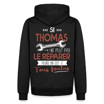 Si thomas ne peut pas le réparer on est foutus - Sweat à capuche Premium bio Homme - noir - Dos - Nico (187cm)