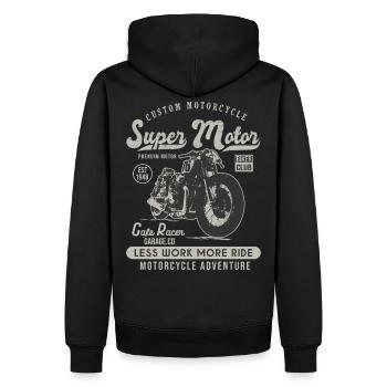super motor racer motorcycle custom moto vintage - Sweat à capuche Premium bio Homme - noir - Dos - Nico (187cm)
