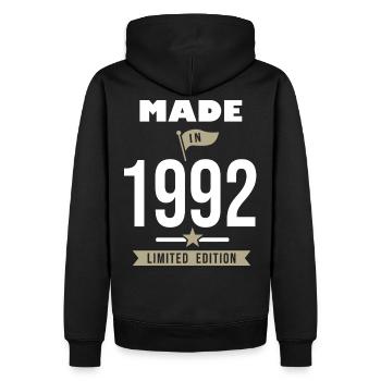 MADE IN 1992 geboren 1992 Jubiläum 30 Jahre - Männer Premium Bio Hoodie - Schwarz - Hinten - Nico (187cm)