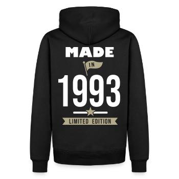 MADE IN 1993 né en 1993 anniversaire 30 ans - Sweat à capuche Premium bio Homme - noir - Dos - Nico (187cm)