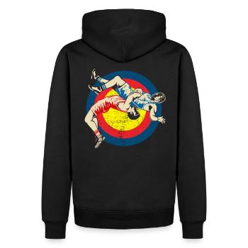 Ringen Ringer Kampfsport Kraftsport Sport Geschenk - Männer Premium Bio Hoodie - Schwarz - Hinten - Nico (187cm)