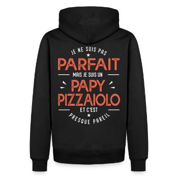 je suis un papy pizzaiolo cadeau pizzaiolo humour - Sweat à capuche Premium bio Homme - noir - Dos - Nico (187cm)