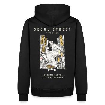 Seoul Street City Vibes - Sweat à capuche Premium bio Homme - noir - Dos - Nico (187cm)