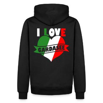 Gardasee Love Italien Urlaub - Männer Premium Bio Hoodie - Schwarz - Hinten - Nico (187cm)