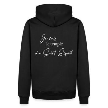 Je suis le temple du Saint Espriit - Sweat à capuche Premium bio Homme - noir - Dos - Nico (187cm)