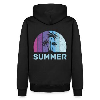 Vacances d’été rétro Palm - Sweat à capuche Premium bio Homme - noir - Dos - Nico (187cm)