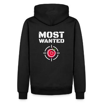 Most Wanted Apfelmost Apfelmoscht Moscht - Männer Premium Bio Hoodie - Schwarz - Hinten - Nico (187cm)