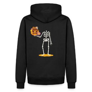 Squelette de citrouille Halloween Flower Power - Sweat à capuche Premium bio Homme - noir - Dos - Nico (187cm)