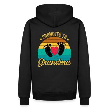 Promoted to Grandma - Befördert zur Oma Retro - Männer Premium Bio Hoodie - Schwarz - Hinten - Nico (187cm)