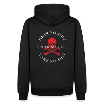 Totenkopf Spruch Skull Speak No Shit - Männer Premium Bio Hoodie - Schwarz - Hinten - Nico (187cm)