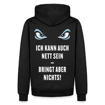 Ich Kann Auch Nett Sein – Bringt Aber Nichts! - Männer Premium Bio Hoodie - Schwarz - Hinten - Nico (187cm)