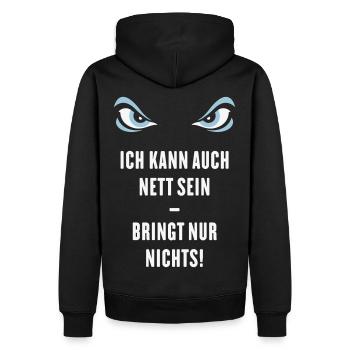 Ich Kann Auch Nett Sein – Bringt Nur Nichts! - Männer Premium Bio Hoodie - Schwarz - Hinten - Nico (187cm)