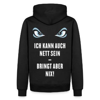 Ich Kann Auch Nett Sein – Bringt Aber Nix! - Männer Premium Bio Hoodie - Schwarz - Hinten - Nico (187cm)