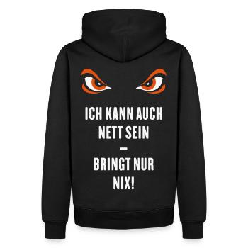 Ich Kann Auch Nett Sein – Bringt Nur Nix! - Männer Premium Bio Hoodie - Schwarz - Hinten - Nico (187cm)