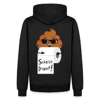 Scheiß drauf Lustiger Spruch Klopapier WC Klo - Männer Premium Bio Hoodie - Schwarz - Hinten - Nico (187cm)