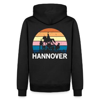 Hanovre Ville Retro - Sweat à capuche Premium bio Homme - noir - Dos - Nico (187cm)