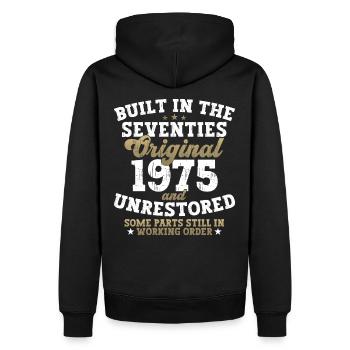 Built in the seventies 1975 47. Geburtstag Herren - Männer Premium Bio Hoodie - Schwarz - Hinten - Nico (187cm)