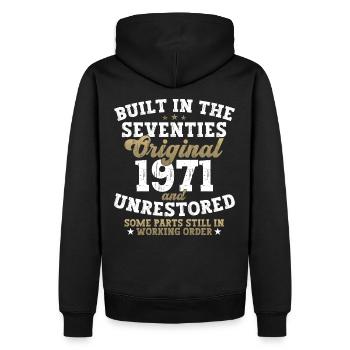 Built in the seventies 1971 51. Geburtstag Herren - Männer Premium Bio Hoodie - Schwarz - Hinten - Nico (187cm)