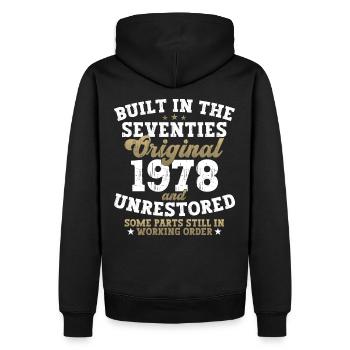 Built in the seventies 1978 44th birthday men - Men’s Premium Organic Hoodie - black - Back - Nico (187cm)
