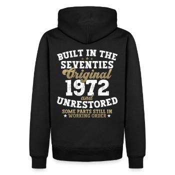 Built in the seventies 1972 50. Geburtstag Herren - Männer Premium Bio Hoodie - Schwarz - Hinten - Nico (187cm)