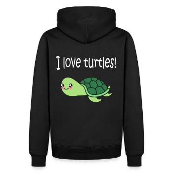 J'adore les tortues l'amour des tortues - Sweat à capuche Premium bio Homme - noir - Dos - Nico (187cm)