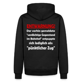 Lustiger Bahnhof Spruch Eisenbahn Zug Zu Spät - Männer Premium Bio Hoodie - Schwarz - Hinten - Nico (187cm)