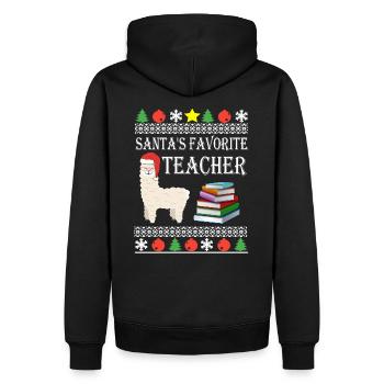 Santa's favorite teacher Lama X-Mas Ugly Sweater - Men’s Premium Organic Hoodie - black - Back - Nico (187cm)