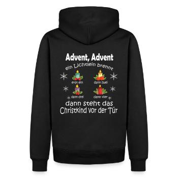 Advent Advent Christkind Gedicht Weihnachten - Männer Premium Bio Hoodie - Schwarz - Hinten - Nico (187cm)